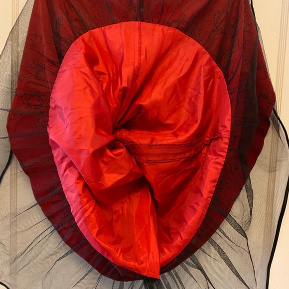 Stepping Out Red w/Black Embroidery & Sequins Party A-Line Dress M - Picture 8 of 8